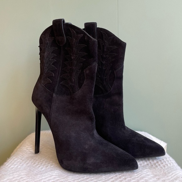 NWOB Saint Laurent/YSL Paris Western Suede Ankle Boots Sz 38 - Picture 2 of 14